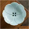 Dishes & Plates Plates Lotus Tall Feet Chinese Modern Drainable Relief Hollow Fruit Bowl Desktop Pastry Dishes Drop Delivery Home Gard Dhnic