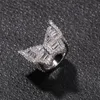 Vlinder CZ Diamanten Ringen Micro Verharde Iced Out Cubic Zirkoon Mode Heren Hip Hop Gouden Ring Jewelry249d