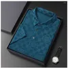 Heren PoloS Zomer Silk Turn Down Collar Short Sleeve T-Shirt Polo Casual Jacquard Ice Plaid Button Fashion Graphic Tops