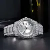 Sky Star Large Dial Full Diamond Men's Hiphop Super Flash Black Week Calendar Quartz Watch Tide