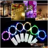 Cordas LED 2M 20 Luzes de Fada String Estrelado Cr2032 Botão Bateria Operado Sier Natal Halloween Decoração Festa de Casamento Luz Dhxtw