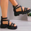 Dress Shoes For Women 2023 Summer Women' Sandals Solid Color Zipper One Word Buckle Open Toe Water Proof Mid Heel