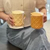 Cream Biscuit Home Ceramic Mug Cup With Lid Scoop Girl Office Milk Coffee Mug Gift Couple Mug Furniture Supplies 231221