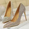 Women's 10cm high heels strip dance shiny scarf pump women's slim high heels wedding bride party fetish crystal rhinestones gold ball shoes 231221