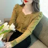 Women's Blouses Ladies Lace Hollowed Out See-through T Shirts Blouse Women Clothing Womens Tops Female Girls Casual Basic Clothes Py6557
