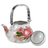 Dinnerware Sets Enamel Tea Kettle For Stovetop Vintage Floral Pattern Teakettle With Infuser