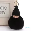 Porte-clés pompon doux et moelleux pour bébé, en fausse fourrure de lapin, chapeau tricoté, poupée, porte-clés de voiture, jouet, cadeaux tendance