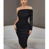 Casual Jurken Vrouwen Sexy Een Schouder Mode Wrap Borst Slanke Bandage Jurk Rayon Elegante Vouw Lange Stijl Celebrity Party