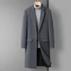Högkvalitativ mäns mode stilig trend casual plus bomullsull kappa långa kappa män kashmir tjock vinter polyester 231220