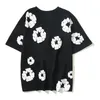 Damskie koszulka dżinsów Kapok Pełna pianka nadruk hip-hopowy luz luźne koszulki z krótkim rękawem dla mężczyzn s6sx