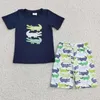 Clothing Sets Toddler Kid Summer Embroidery Set Short Sleeves Sand Castle Shirt Children Plaid Shorts Matching Baby Boy Girl Beach Outfit