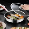 Pentole Home Padella multifunzionale per bistecche Torta antiaderente S Frittata in acciaio Wok inossidabile Prodotti per friggere 316 a nido d'ape