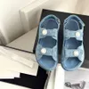 Top quality leather Cloth Classic Bow flat sandals womens slides buckle Denim Casual leather outsole open-toe Luxury designer sandals Factory footwear With box