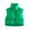 Gilets pour femmes hiver zippé gilet court léger sans manches chaud vêtements d'extérieur bouffant rembourré gilet blanc vert noir marron rouge manteau