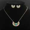 Ketting oorbellen set vintage geschulpte saffier parel vrouwen etnische stijl sieraden mode bruids dubai accessoire