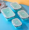 Set4pcs OPP Food Grade Square Portable Foldable Silicone Lunch Box Microwave Oven Lunch Box Refrigerator Preservation Box 231221