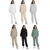 Zweiteilige Damen-Hosen, 2 lässige Outfits, langärmelige Vordertasche, Kapuzenpullover, Jogger-Set, Herbst-Winter-Trainingsanzüge