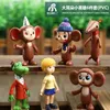 6 pçsset cheburashka macaco figura de ação rússia bonecas brinquedo pvc modelo estatueta kawaii bonito crianças presente 231220