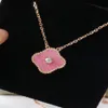 Pendant Necklaces Fashion Classic necklace jewelry 4 Four Leaf Clover Charm pink colour withdiamonds Designer Jewelry Necklaces fo2195