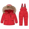 Boy Baby Overalls Winter Down Jacket Jumpsuit Warm Kids Parka Hooded Coat Child Snowsuit Snow Toddler Girl Clothing Set 231221