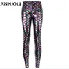 Legginsy Annjoli 2020 nowe legginsy modowe Slim Fit Tight Legginsy Kobiety Skala rybka Skala rybka Kobiety Plus Rozmiar