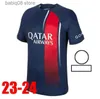 Les fans en tête de TEES 2023 2024 Maillots de football Jerseys Mbappe Lee Kang à Hakimi 23 24 Paris Football Shirt Marquinhos Verratti Maillot Foot Men Kid Kit Kit