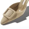 Famous Women Sandals MAYSALE 50 mm Pumps Beige Burgundy Black Suede Kitten Heel Mules Italy Trendy Slingback Pointed Toe Designer Summer Sandal High Heels Box EU 35-43
