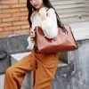 Evening Bags Fashion High Quality Oil Wax Leather Tote Bag For Women Solid Color Simple Daily Handbag Sac A Main Femme Shopping Shoulder