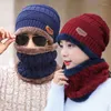 Berretti Sciarpa invernale in pile di corallo Cappelli da equitazione per esterni Uomo Donna Ispessimento caldo Plus Berretto di protezione del collo Cappello di velluto lavorato a maglia