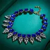 Tuliper Retro-Blatt-Choker-Halskette, Statement-Halskette mit österreichischen Kristall-Strass-Tropfen für Frauen, Party-Schmuck, Geschenk, Jahrestag, Chokers279N