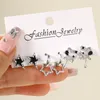 Boucles d'oreilles 6PCS / Set Y2K Love Star for Women Girl Vintage Zircon Bowknot Bowknot Shiny Set Punk Punk Bijoux Gift