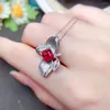 Pendants MeiBaPJ Natural Freshly Burnt Ruby/Garnet/Peridot Flower Pendant Necklace 925 Pure Silver Fine Wedding Jewelry For Women