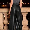 Casual Pants Women Autumn and Winter Fashion Pu Leather High Waist Wide Leg Pants Women