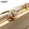 YYW Sqaure Shape Wedding Evening Bag For Women Rhinestone Flower Gold Vintage Modern Night Purses Female Evening Party Handbag 231220