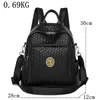 School Bags Women Soft Leather Backpack Woven Pattern High Quality Leisure Travel Large Capacity Bag Teenage Girls Black Mochila