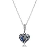 2020 Christmas Sparkling Blue Moon and Stars Heart Necklace 925 Sterling Silver Jewelry chain Pendant Necklaces For Women Men Q0123151