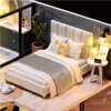 DIY Wood Dollhouse Kits Miniature with Furniture Light Moder Loft ROOMBOX MONTERADE 3D MODEL FÖR BARN Vuxen Födelsedagspresenter 231220