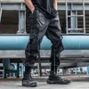 Unisex Tactical Functional Cargo Pants Joggers Byxor Herrkläder Haruku Hiphop Streetwear Ribbons Multi-Pocket Black
