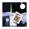 Новейшие зажигалки Jet Torch Flame Poker Зажигалка Металлическая ветрозащитная игральная карта Роман Газ Бутан Забавная игрушка Инструмент для курения Аксессуары Drop De Dhmhd