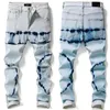 Tie Dry High Street Ripped Designer American Blue Distressed Trendy Fashion Jeans Pantalon en denim