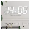 Настенные часы Настенные часы Большие 3D часы с дистанционным управлением Светодиодные электронные цифровые настольные часы Настольные часы Mti-функция Дата Температура Подвесная Dhnnp