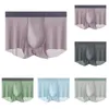 Underbyxor Sexiga män Ice Silk Seamless Boxer Briefs påse Underkläder Bekväma Shorts Trunks Sensual Bikini Badkläder Lätt