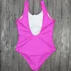 Bär nytt söt glasstryck One Piece Swimsuit Rygglös baddräkt Kvinnor Badkläder Push Up Bathing Swim Wear Female Monokini