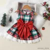 Robes de fille de Noël enfants filles robes belles plaid sans manches rouges gros bowknot robe d'été