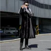 Erkekler sahte vizon ceket kış uzun kürk siyah renk sıcak rüzgarlık artı boyutta yaka lüks markalar giyim ceketleri 231220