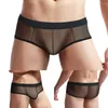 Onderbroeken Sexy herenlingerie Doorzichtige zwarte pure mesh-zakje Boxershorts en ondergoed Slipje Boxers Briefs