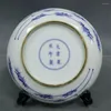 Dekorativa figurer Antiksamling Blue and White Pine Bambu Plum Pattern Ceramic Plate Home Interior Dekoration Ornament