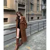 Sweet Girl Maillard Style Khaki Turn-Down Collar Coat Women's Autumn Lose Long-Sleeved Lace-Up Coat Fashion Female Clothes 231221