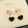 Stud Earrings Luxury Premium Rose Gold Natural Stone Heart-shaped Ladies Fashion Temperament Brand Jewelry Party Gift