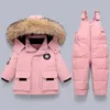 Enfants hiver chaud vers le bas vestes garçons combinaison enfants vêtements 2 pièces ensembles infantile salopette enfant en bas âge fille vêtements Snowsuit bébé Parka 231220